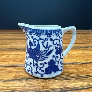 Vintage Blue White Phoenix Birds Mini Pitcher Creamer - Japan
